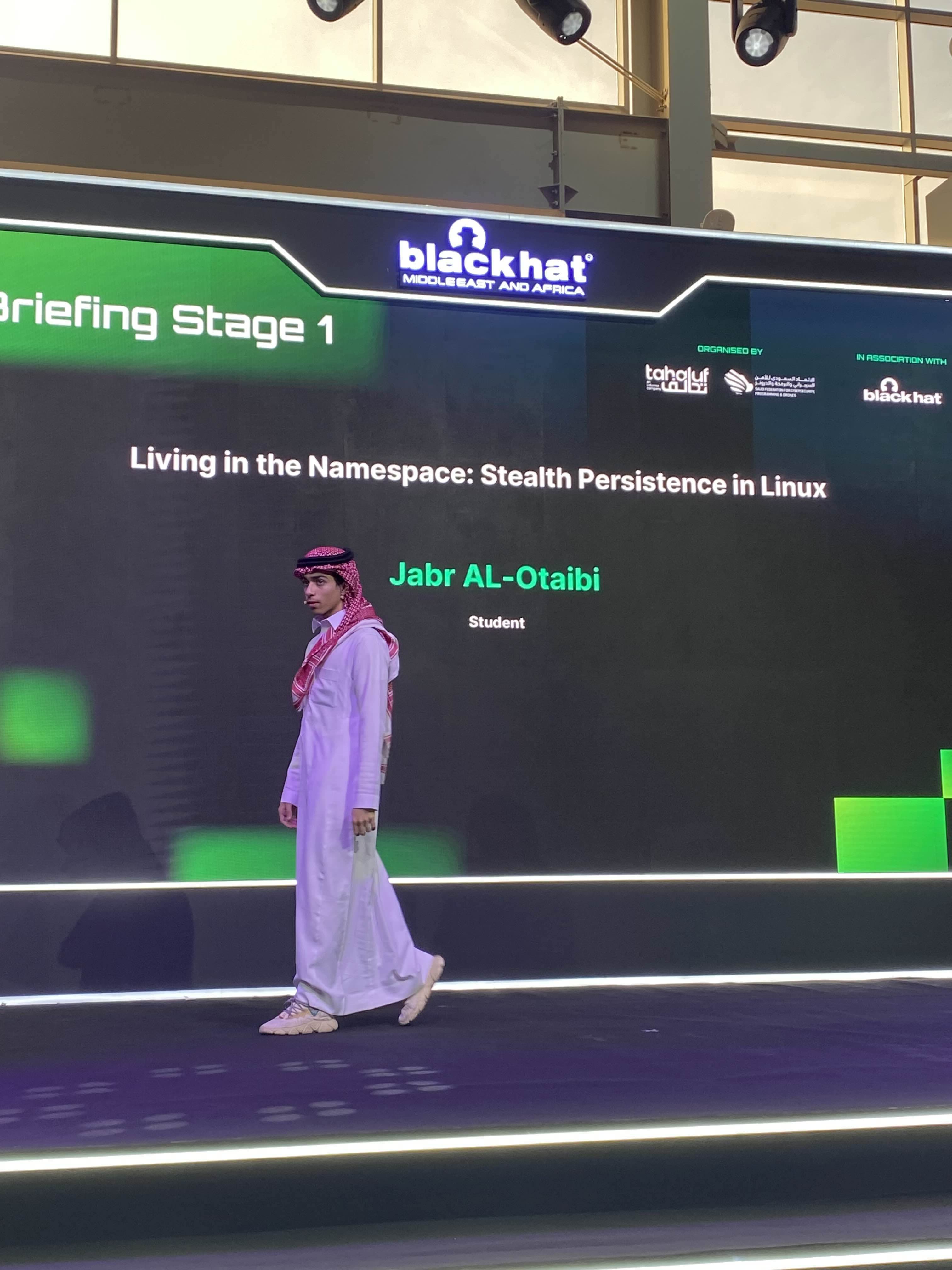 Jabr Al-Otaibi presenting security research